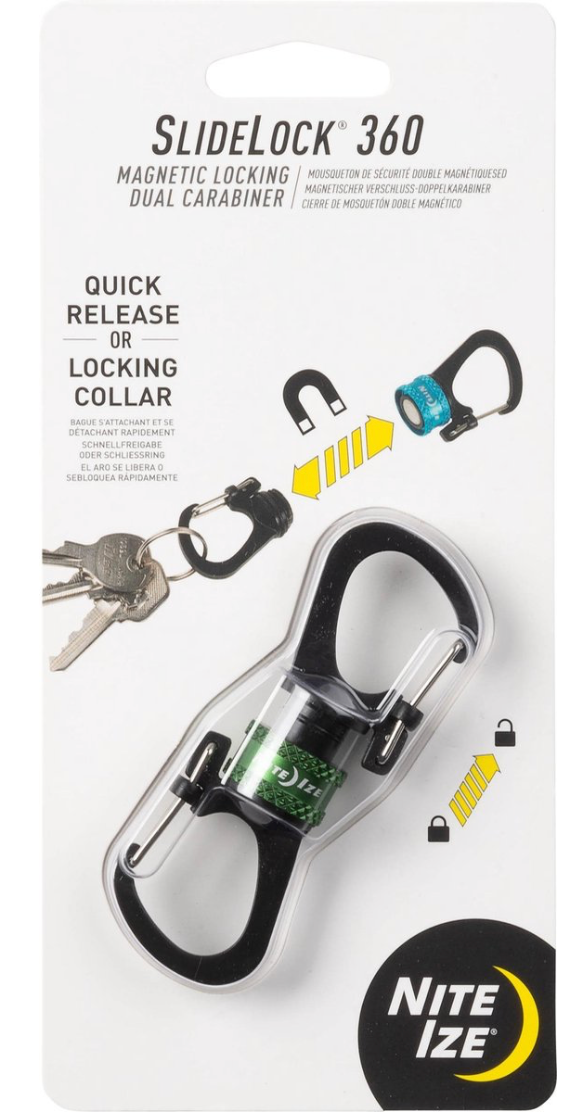 Nit Ize SLIDELOCK® 360° MAGNETIC LOCKING DUAL CARABINER Green