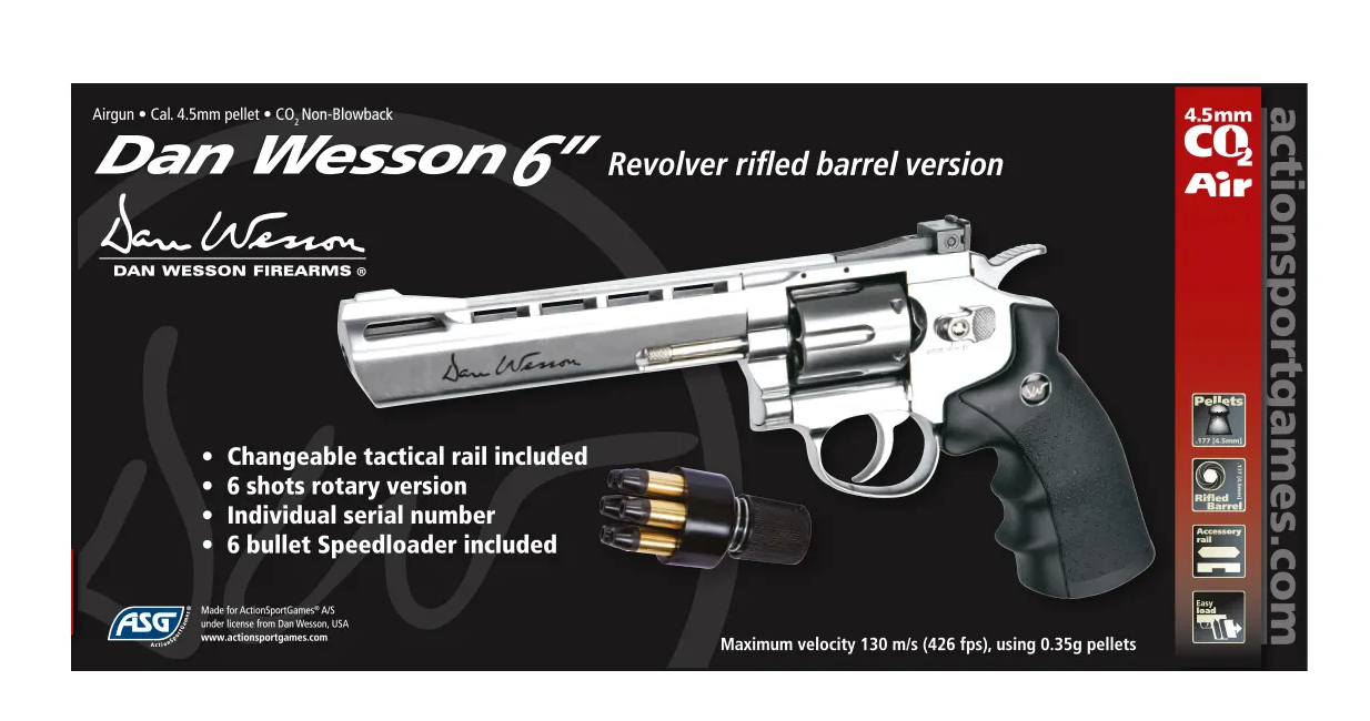 Dan Wesson, Airgun, Pellets, Silver, 6"