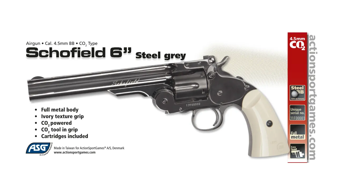 ASG Schofield, Airgun, BB, Steel Grey, 6"
