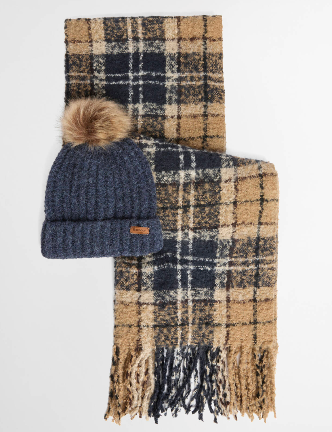 Barbour Saltburn Beanie & Tartan Scarf Gift Set