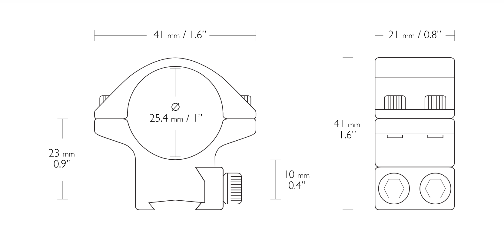 Hawke MATCH MOUNT 1" 2 PIECE 9-11MM LOW
