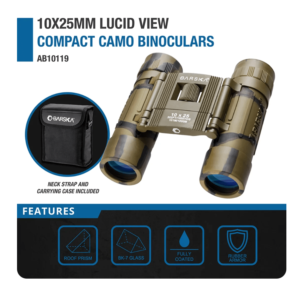 Barska Binoculars Barska 10x25mm Lucid View Compact Camo