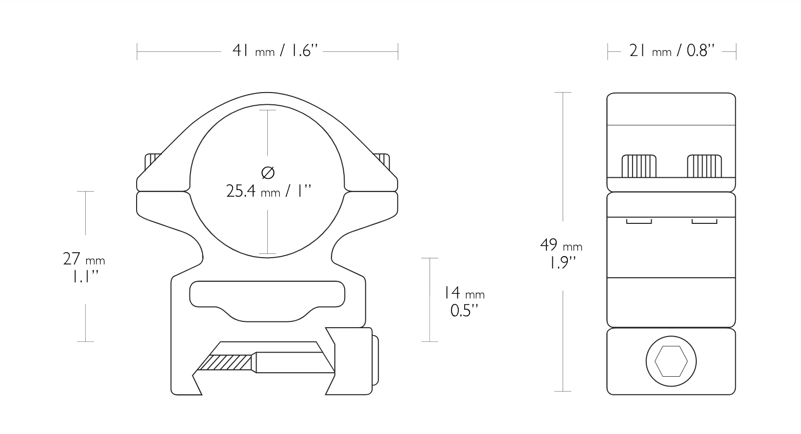 Hawke Mount Ring Hawke MATCH MOUNT 1" 2 PIECE WEAVER HIGH
