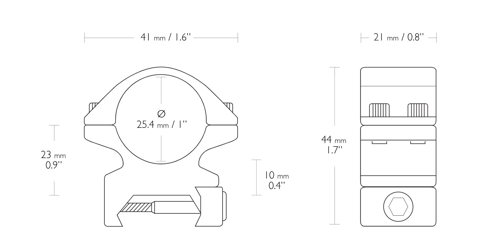 Hawke Mount Ring Hawke MATCH MOUNT 1" 2 PIECE WEAVER MEDIUM