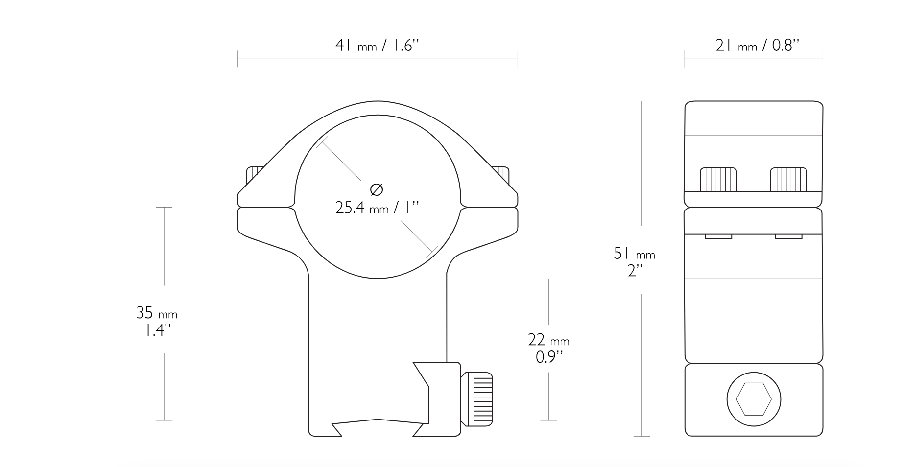 Hawke Mount Ring MATCH MOUNT 1" 2 PIECE9-11MMHIGH
