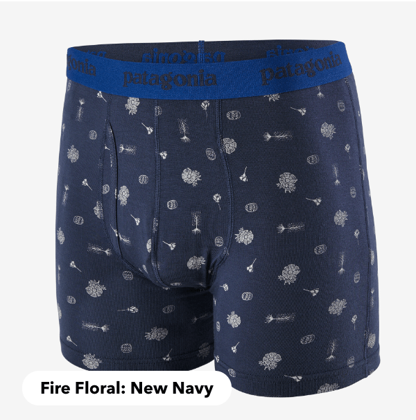 Patagonia Boxer Shorts M / Fire Floral: New Navy Patagonia Men's Essential Boxer Briefs - 3