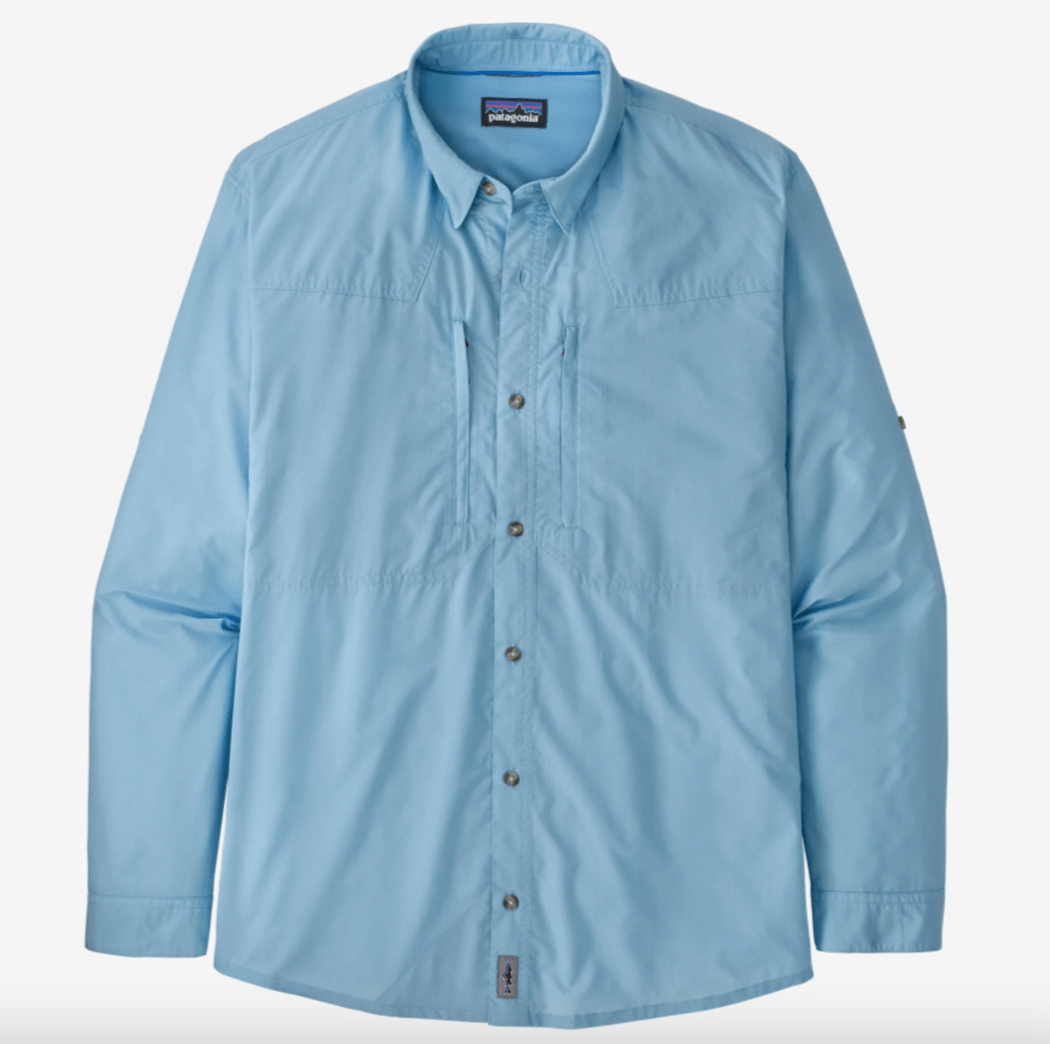 Patagonia Shirt M / Chambray: Lago Blue Patagonia Long-Sleeved Sun Stretch Shirt