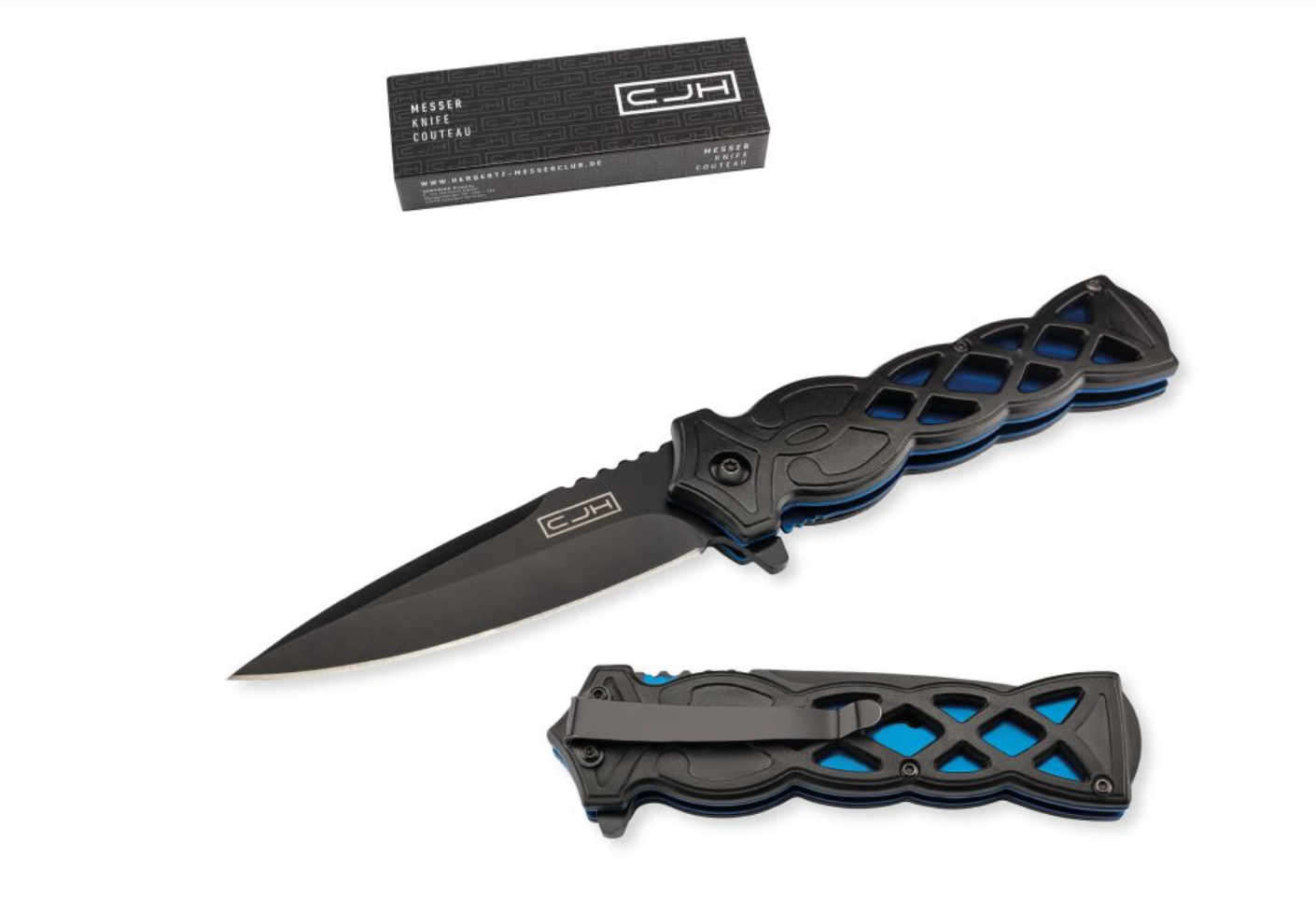 CJH one-hand knife, black/blue