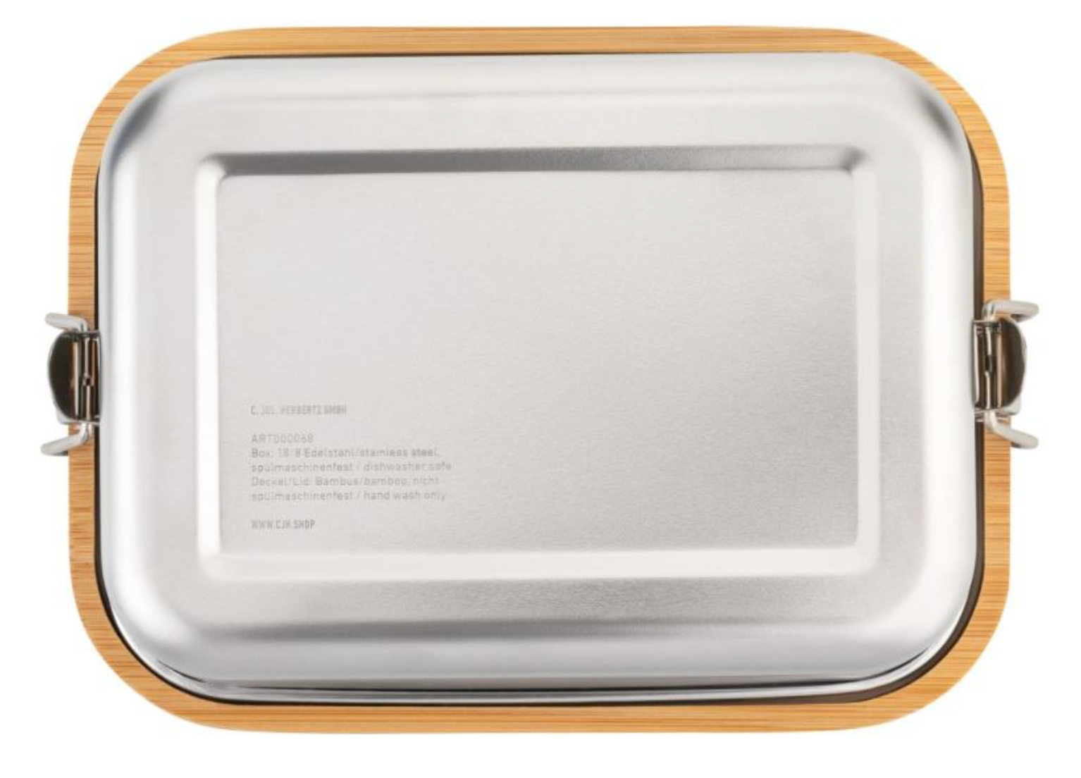 CJH Stainless Steel Lunch Box L, bamboo lid, compartment divider