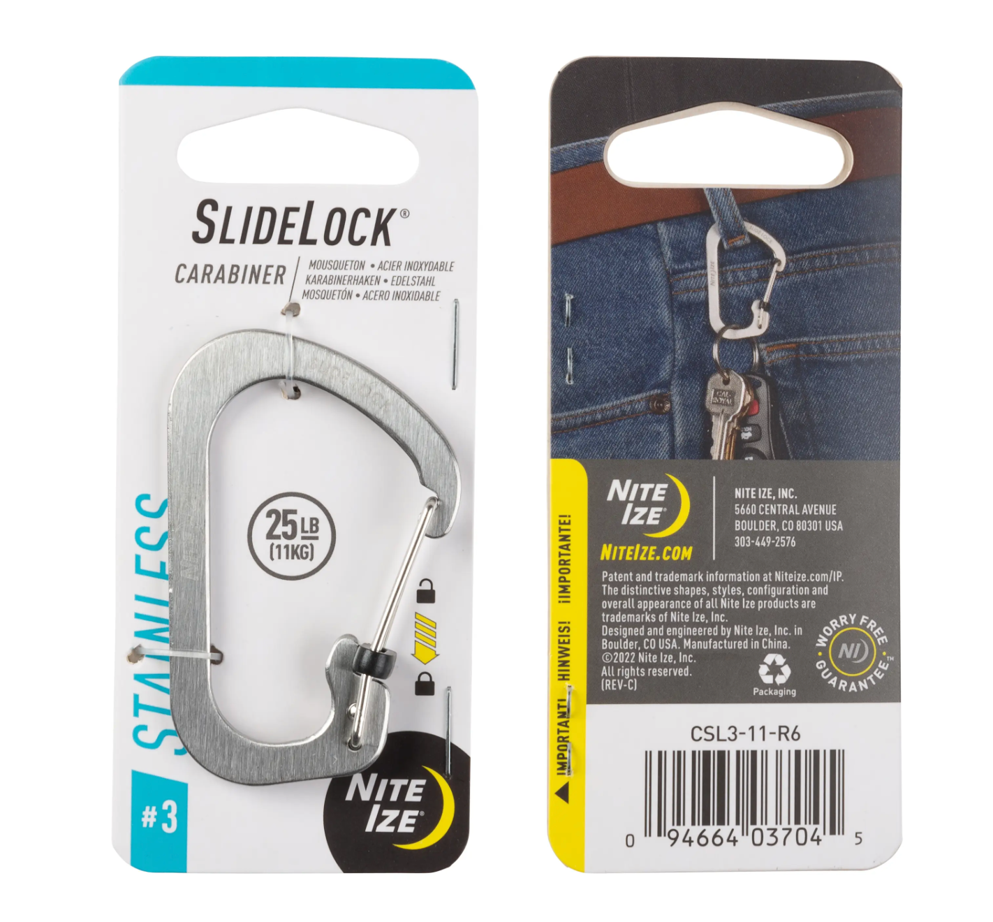Nit Ize SLIDELOCK® CARABINER STAINLESS STEEL
