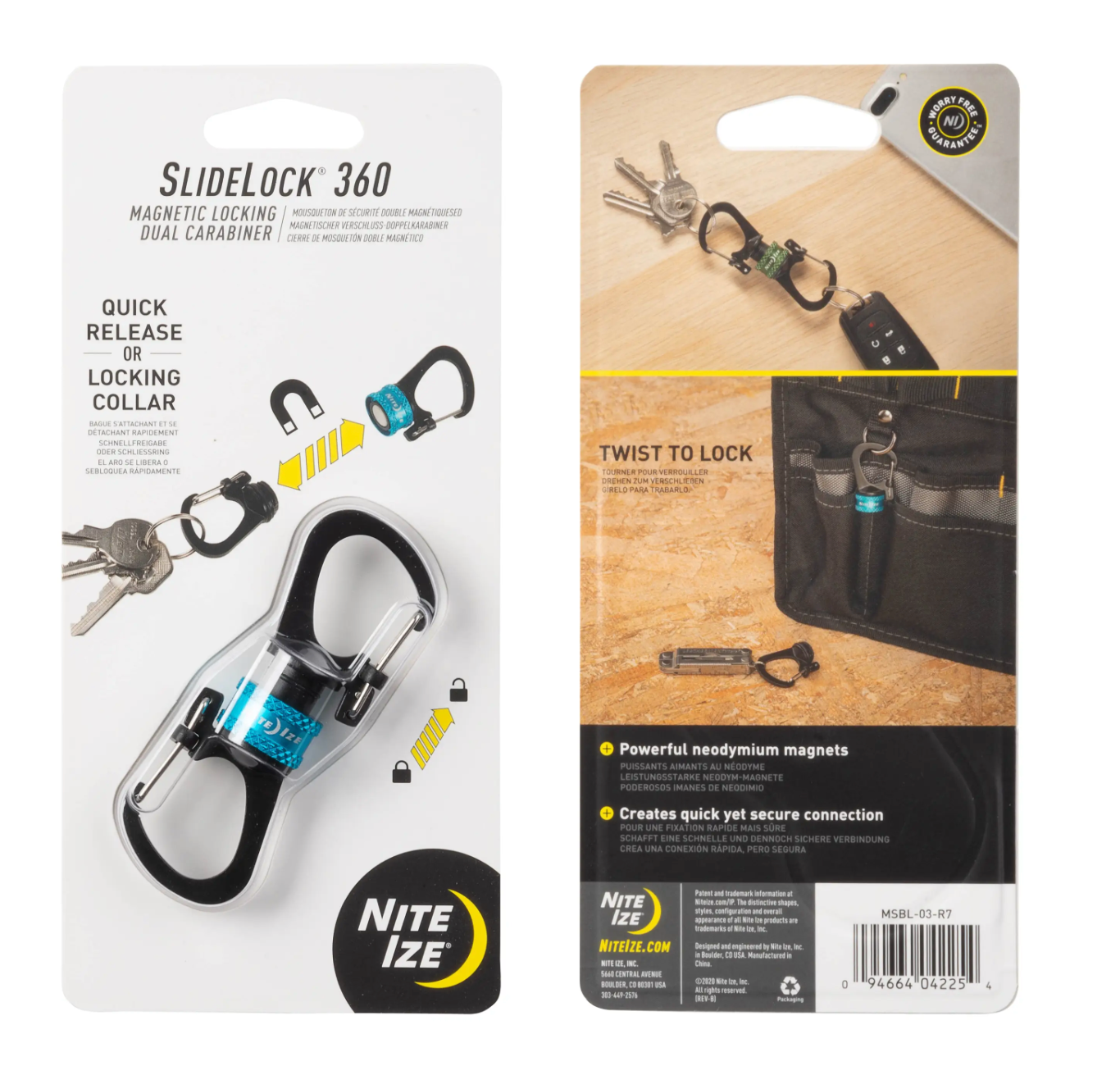Nit Ize SLIDELOCK® 360° MAGNETIC LOCKING DUAL CARABINER