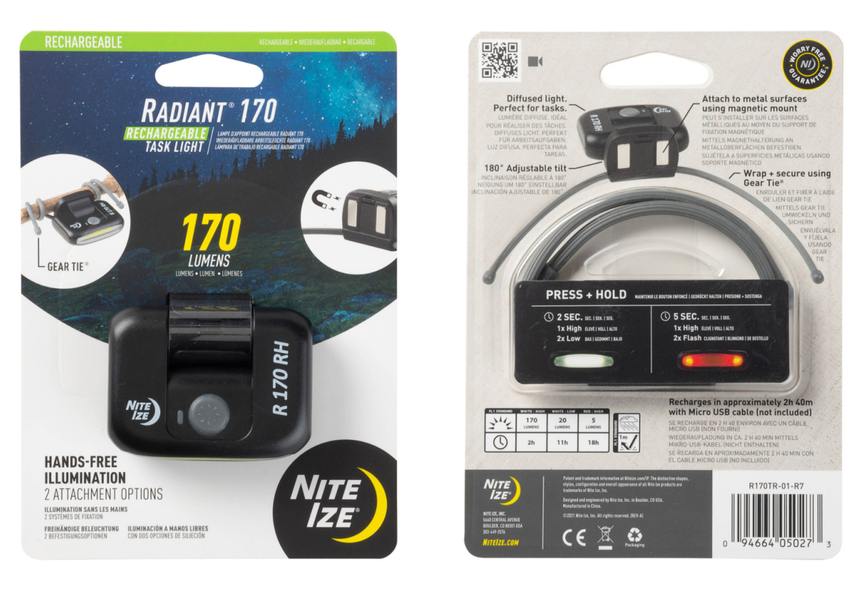 Nite Ize RADIANT 170 OPLADABLE TOOL LAMP ZWART