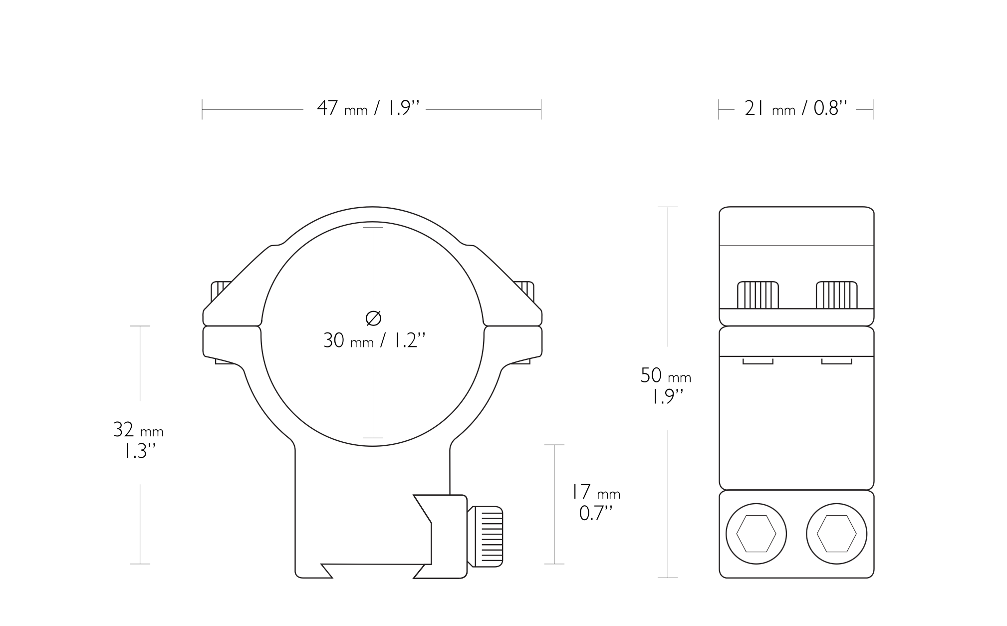 Hawke MATCH MOUNT 30MM 2 PIECE 9-11MM HIGH