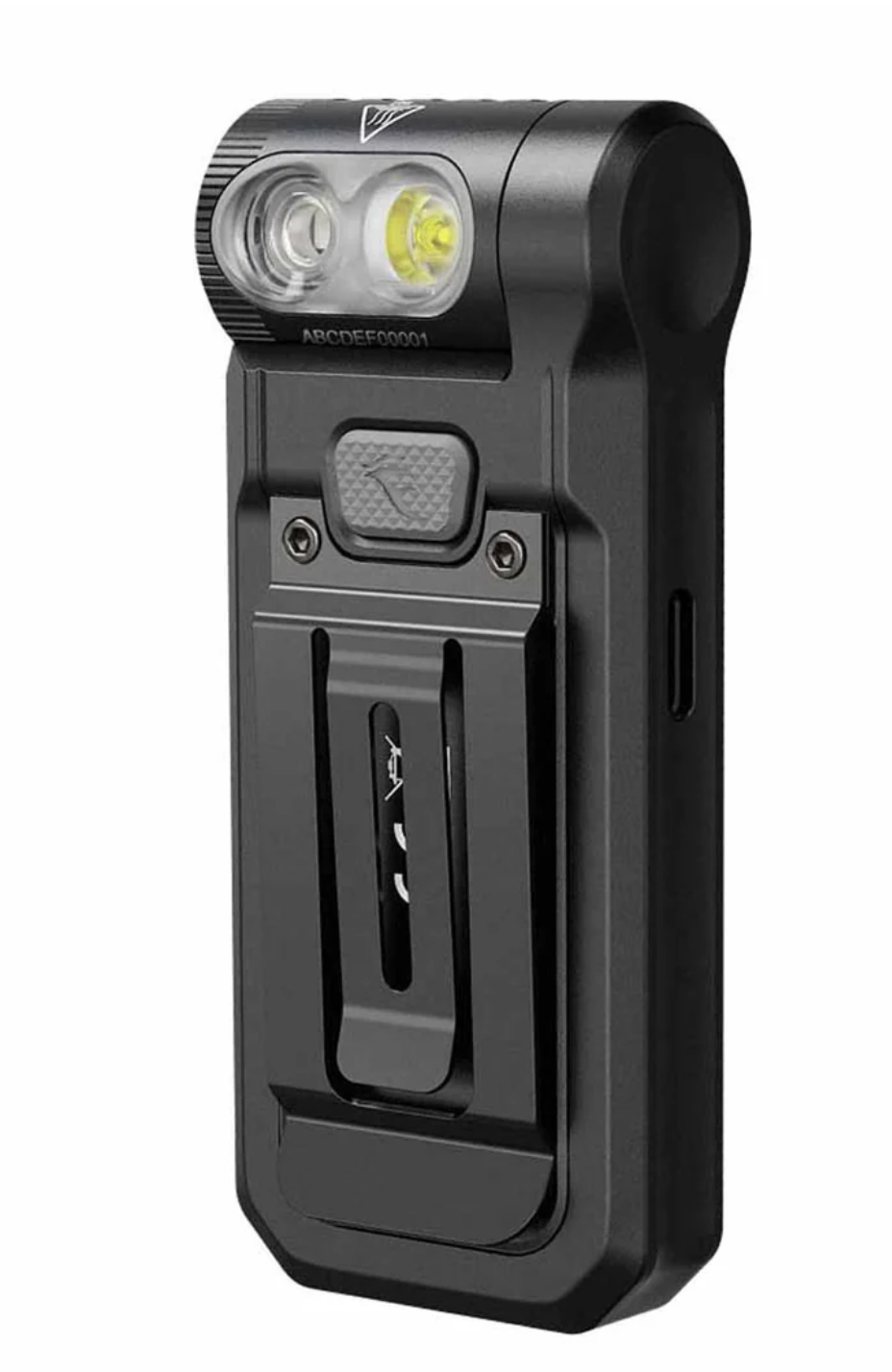 SW05R-RED CLIP ON FLASHLIGHT WITH RED LIGH Black