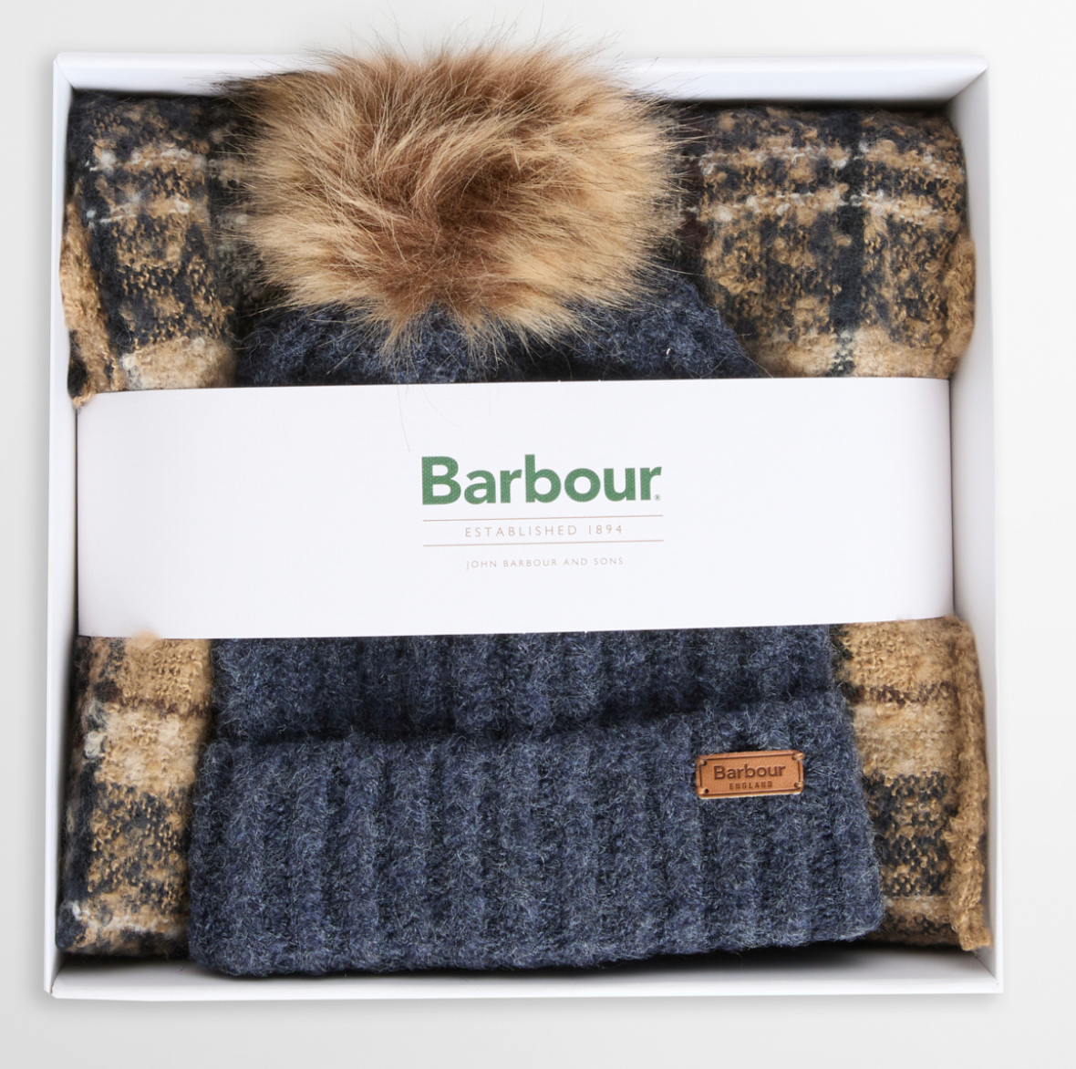 Barbour Saltburn Beanie & Tartan Scarf Gift Set
