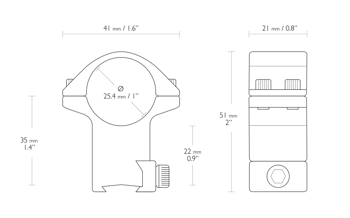Hawke MATCH MOUNT 1" 2 PIECE 9-11MM HIGH