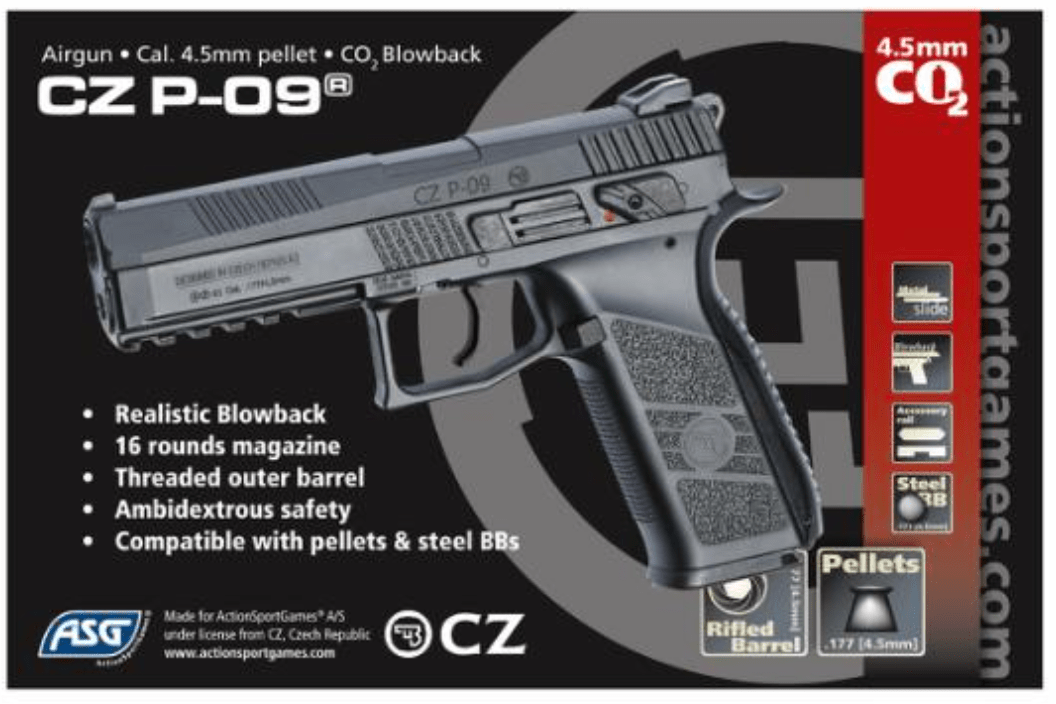 ASG Airgun CZ P-09, Airgun, pellets, black