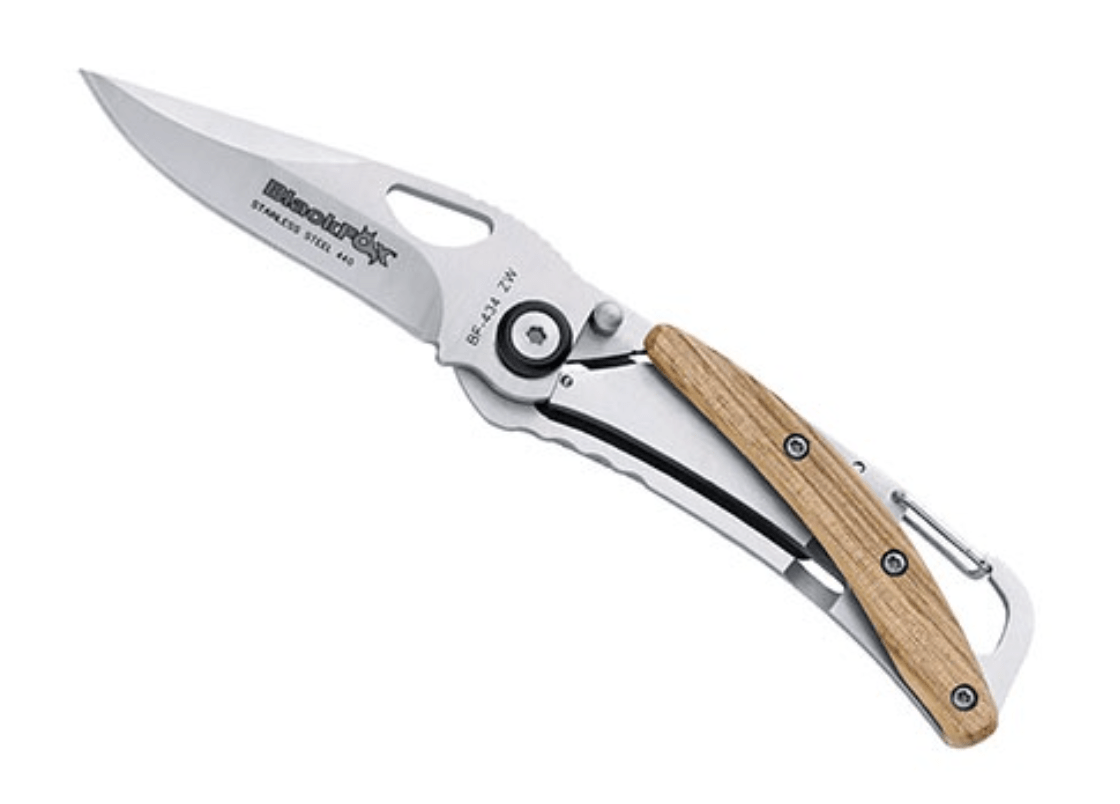 BlackFox Knife Black Fox Pocketknife Zebrawood with Karabiner