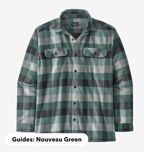 Patagonia Shirt S / Guides: Nouveau Green Patagonia Men's Long-Sleeved Organic Cotton Midweight Fjord Flannel Shirt