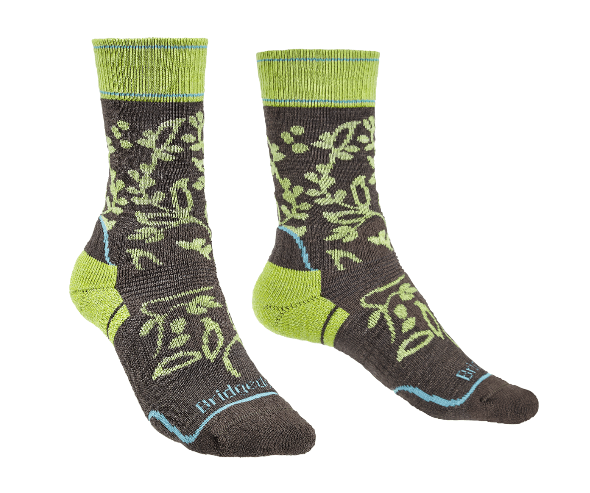 Bridgedale Socks S (35-37 EU) / BROWN/LIME Bridgedale Hike Midweight Boot Socks W's