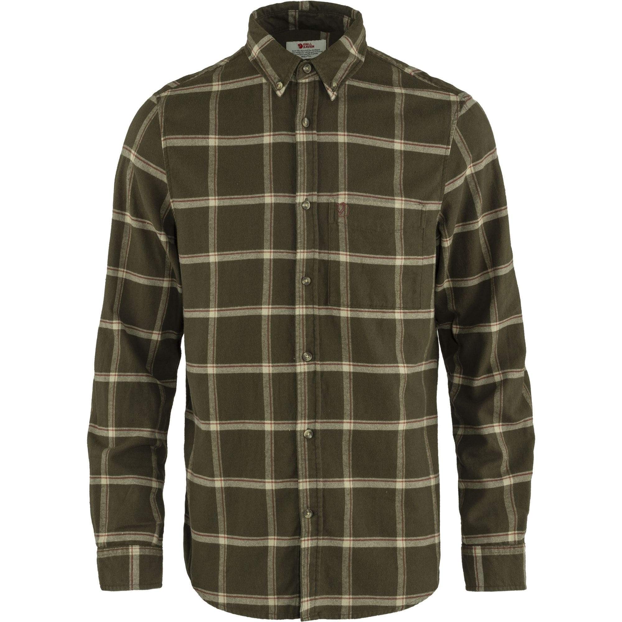 Fjällräven Shirt M / Dark Olive-Sand Stone Fjällräven Övik Comfort Flannel Shirt M's