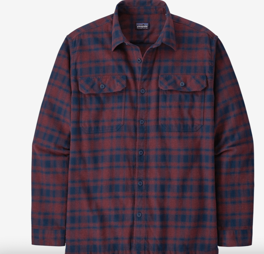 Patagonia Shirt L / Connected Lines: Sequoia Red Patagonia Long-Sleeved Organic Cotton Midweight Fjord Flannel Shirt