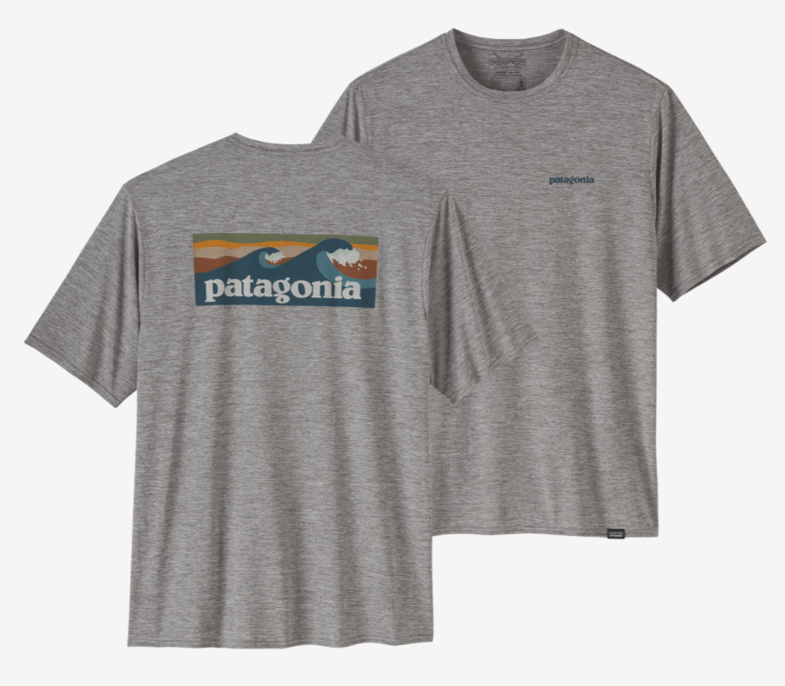 Patagonia T-Shirt S / Boardshort Logo Abalone Blue: Feather Grey Patagonia Capilene® Cool Daily Graphic Shirt