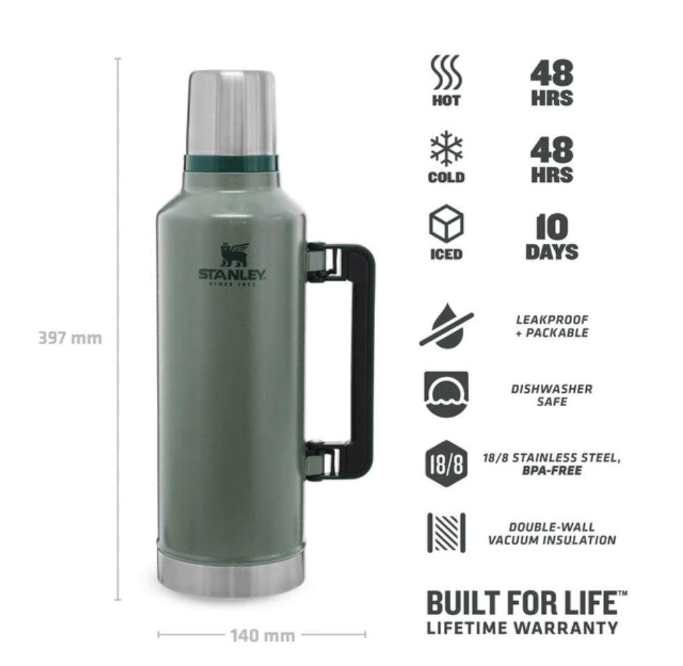 Stanley Thermos Hammertone Green Stanley The Legendary Classic Bottle 2.3L