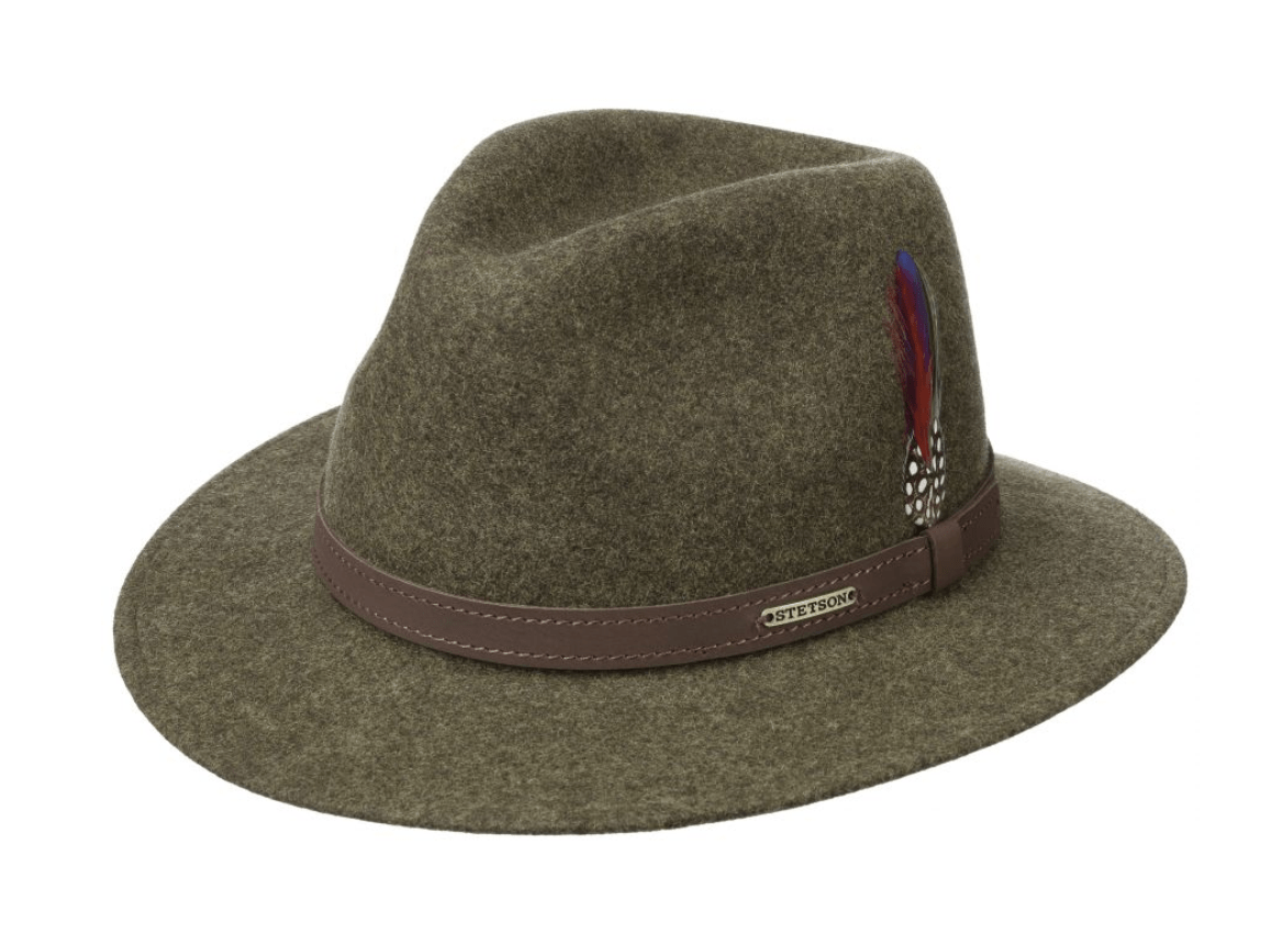 Stetson Hats L / Olive-Mottled Stetson Traveller Woolfelt Mix Hat
